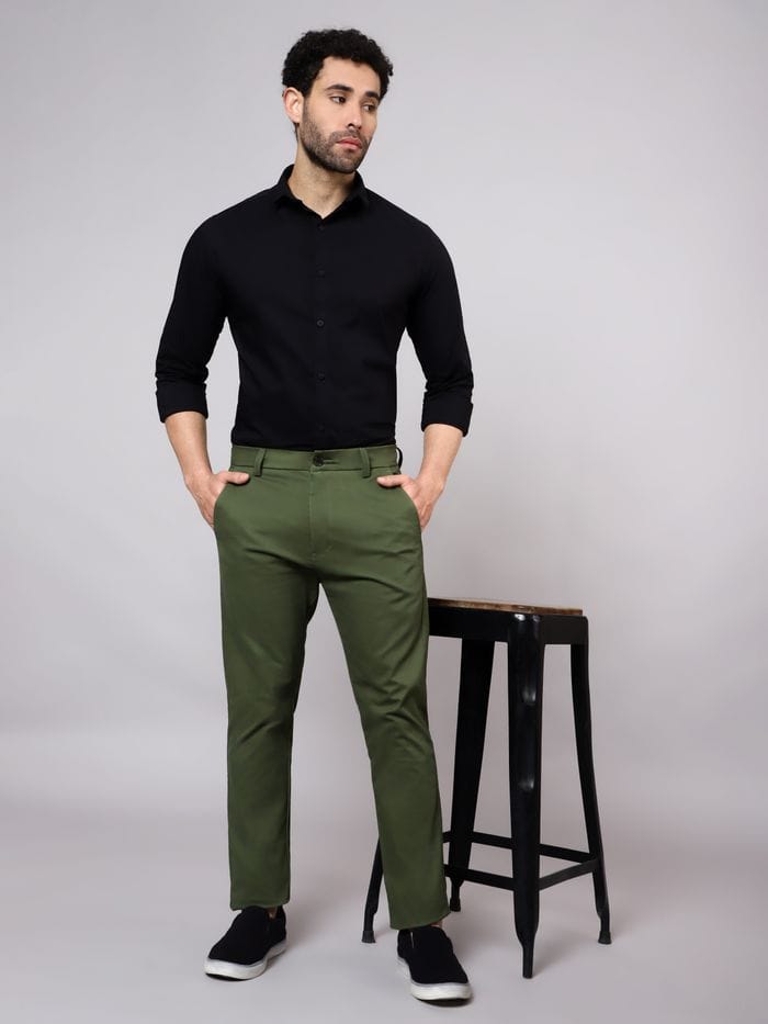 SKYREX MENS ROYAL GREEN STRACHABLE COTTEN PANT